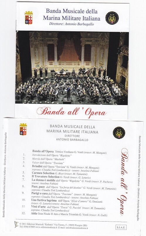 CD CON PROGRAMMA INCISO DALLA BANDA DELLA MARINA MILITARE ITALIANA